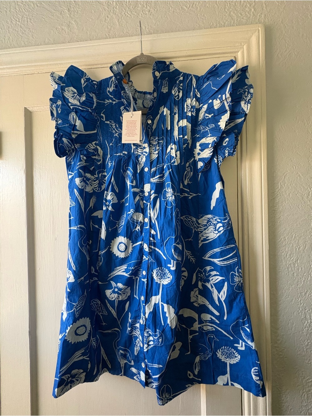 Oliphant Blue and White Floral Mini Dress